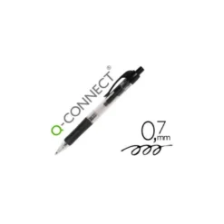 Boligrafo q-connect color negro retractil con sujecion de caucho