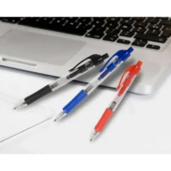 Boligrafo q-connect color negro retractil con sujecion de caucho