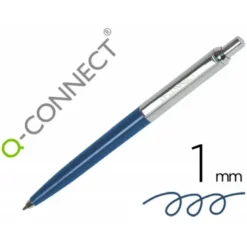 BOLIGRAFO Q-CONNECT PREMIUM METALICO RETRACTIL CON CLIP COLOR AZUL PUNTA 1 MM