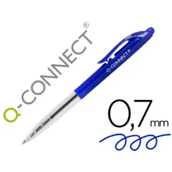 BOLIGRAFO Q-CONNECT RETRACTIL CON CLIP DISEÑO FINO TINTA ACEITE 0,7 MM COLOR AZUL