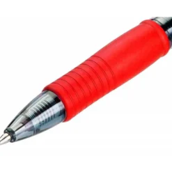 Boligrafo q-connect rojo retractil con sujecion de caucho