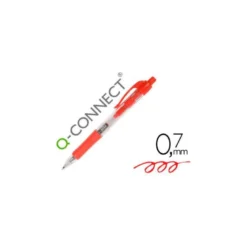 Boligrafo q-connect rojo retractil con sujecion de caucho