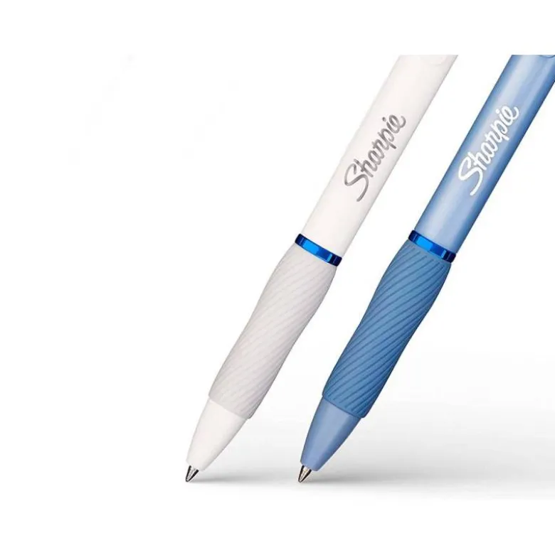 Boligrafo sharpie fashion retractil tinta gel azul 0,7 mm color azul hielo y blanco
