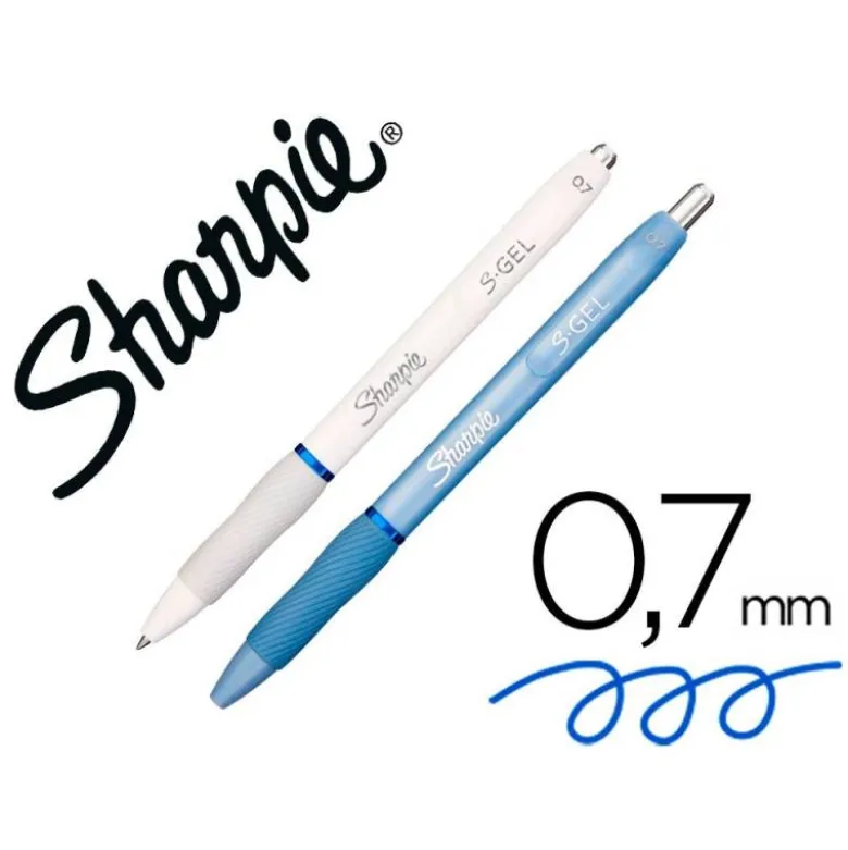 Boligrafo sharpie fashion retractil tinta gel azul 0,7 mm color azul hielo y blanco