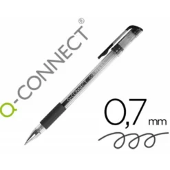 Boligrafo transparente Q-Connect negro gel 0,3 mm