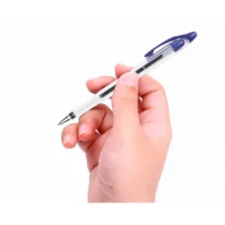 Boligrafo transparente Q-Connect azul 0,7 mm con capuchón