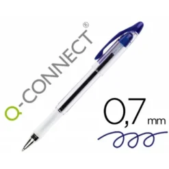 Boligrafo transparente Q-Connect azul 0,7 mm con capuchón