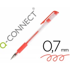 Boligrafo transparente Q-Connect gel rojo 0,3 mm