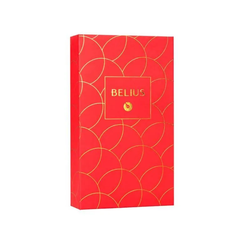 BOLIGRAFO Y ESTUCHE BELIUS PASSION DOR ALUMINIO TEXTURA CEPILLADA COLOR ROJO Y DORADO TINTA AZUL CAJA DE DISEÑO