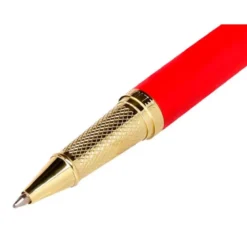 BOLIGRAFO Y ESTUCHE BELIUS PASSION DOR ALUMINIO TEXTURA CEPILLADA COLOR ROJO Y DORADO TINTA AZUL CAJA DE DISEÑO
