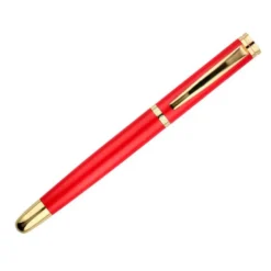 BOLIGRAFO Y ESTUCHE BELIUS PASSION DOR ALUMINIO TEXTURA CEPILLADA COLOR ROJO Y DORADO TINTA AZUL CAJA DE DISEÑO
