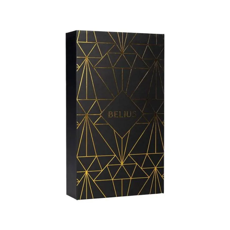 BOLIGRAFO Y ESTUCHE BELIUS SOIREE COLOR NEGRO Y DORADO TINTA AZUL CAJA DE DISEÑO
