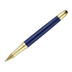 BOLIGRAFO Y ESTUCHE BELIUS SOIREE COLOR AZUL MARINO Y DORADO TINTA AZUL CAJA DE DISEÑO