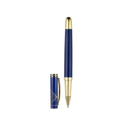 BOLIGRAFO Y ESTUCHE BELIUS SOIREE COLOR AZUL MARINO Y DORADO TINTA AZUL CAJA DE DISEÑO