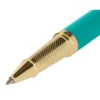 BOLIGRAFO Y ESTUCHE BELIUS SOIREE COLOR ART DECO TURQUESA Y DORADO TINTA AZUL CAJA DE DISEÑO
