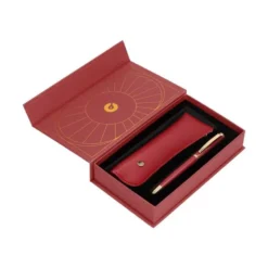 BOLIGRAFO Y ESTUCHE BELIUS SOIREE COLOR ART DECO GRANATE Y DORADO TINTA AZUL CAJA DE DISEÑO