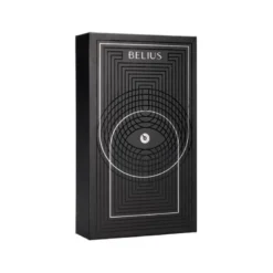BOLIGRAFO Y ESTUCHE BELIUS TURBO ALUMINIO TEXTURA PUNTEADA NEGRO Y PLATEADO TINTA AZUL CAJA DE DISEÑO