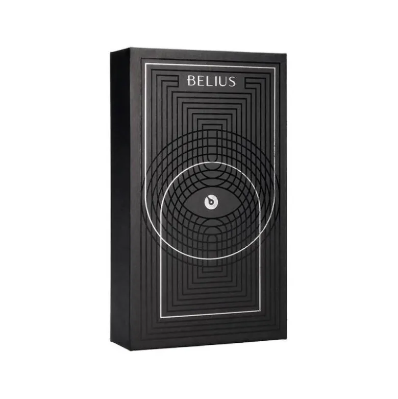 BOLIGRAFO Y ESTUCHE BELIUS TURBO ALUMINIO TEXTURA PUNTEADA NEGRO Y PLATEADO TINTA AZUL CAJA DE DISEÑO