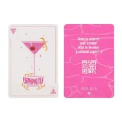 BOLIGRAFO Y WALLET BELIUS COCKTAILS COSMOPOLITAN ALUMINIO ROSA PLATEADO RELIEVETINTA COLOR AZUL CAJA DISEÑO
