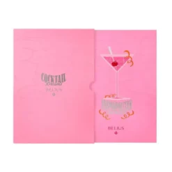 BOLIGRAFO Y WALLET BELIUS COCKTAILS COSMOPOLITAN ALUMINIO ROSA PLATEADO RELIEVETINTA COLOR AZUL CAJA DISEÑO