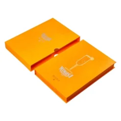 BOLIGRAFO Y WALLET BELIUS COCKTAILS MIMOSA ALUMINIO NARANJA PLATEADO RELIEVE TINTACOLOR AZUL CAJA DE DISEÑO
