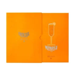 BOLIGRAFO Y WALLET BELIUS COCKTAILS MIMOSA ALUMINIO NARANJA PLATEADO RELIEVE TINTACOLOR AZUL CAJA DE DISEÑO