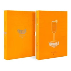 BOLIGRAFO Y WALLET BELIUS COCKTAILS MIMOSA ALUMINIO NARANJA PLATEADO RELIEVE TINTACOLOR AZUL CAJA DE DISEÑO