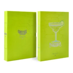 BOLIGRAFO Y WALLET BELIUS COCKTAILS MARGARITA ALUMINIO VERDE LIMA PLATEADO RELIEVE TINTA COLOR AZUL CAJA DE