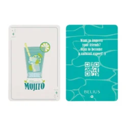 BOLIGRAFO Y WALLET BELIUS COCKTAILS MOJITO ALUMINIO VERDE PLATEADO RELIEVE TINTA COLOR AZUL CAJA DE DISEÑO