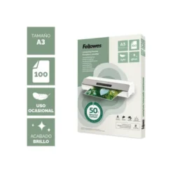 BOLSA DE PLASTIFICAR FELLOWES RECICLADAS BRILLO DIN A3 80 MC PACK DE 100 UNIDADES