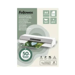 BOLSA DE PLASTIFICAR FELLOWES RECICLADAS BRILLO DIN A4 80 MC PACK DE 100 UNIDADES