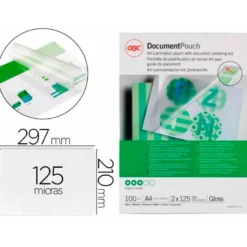 BOLSA DE PLASTIFICAR GBC DIN A4 125 MICRAS ACABADO BRILLO CAJA DE 100 UNIDADES