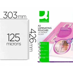 Bolsa de plastificar Q-Connect Din A3 125 Micras. Caja de 100 unidades