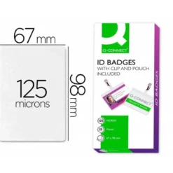 BOLSA DE PLASTIFICAR Q-CONNECT 67 X 98 MM 125 MC CON CLIP PARA TARJETAS DE VISITA CAJA 25 UNIDADES
