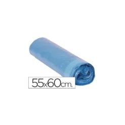 Bolsa basura azul 55x60cm galga 120 rollo 20 unidades con cierre cierre facil