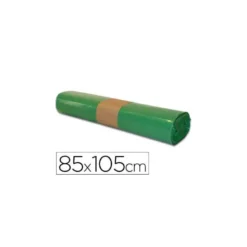 Bolsa basura verde 85x105cm uso industrial galga 110 rollo 10 unidades