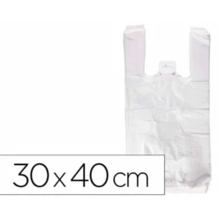 BOLSA CAMISETA RECICLADA 70% BLANCA 50 MC 30X40 CM APTA LEGISLACION DE BOLSAS 2021