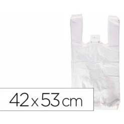 BOLSA CAMISETA RECICLADA 70% BLANCA 50 MC 42X53 CM APTA LEGISLACION DE BOLSAS 2021