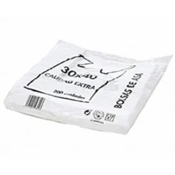 BOLSA CAMISETA RECICLADA 70% BLANCA 50 MC 35X50 CM APTA LEGISLACION DE BOLSAS 2021