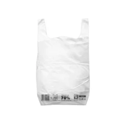 BOLSA CAMISETA RECICLADA 70% BLANCA 30X40 CM REUTILIZABLE 1 KG PAQUETE DE 90 UNIDADES