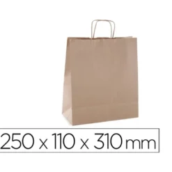BOLSA KRAFT APLI MARRON ASA RETORCIDA 250X110X310 MM PAQUETE DE 50 UNIDADES