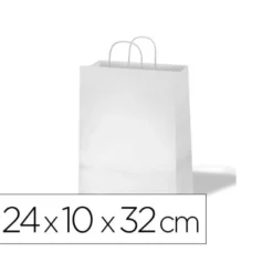 BOLSA KRAFT BASIKA CELULOSA BLANCO 90 GR ASA RETORCIDA TAMAÑO "S" 240X100X320 MM