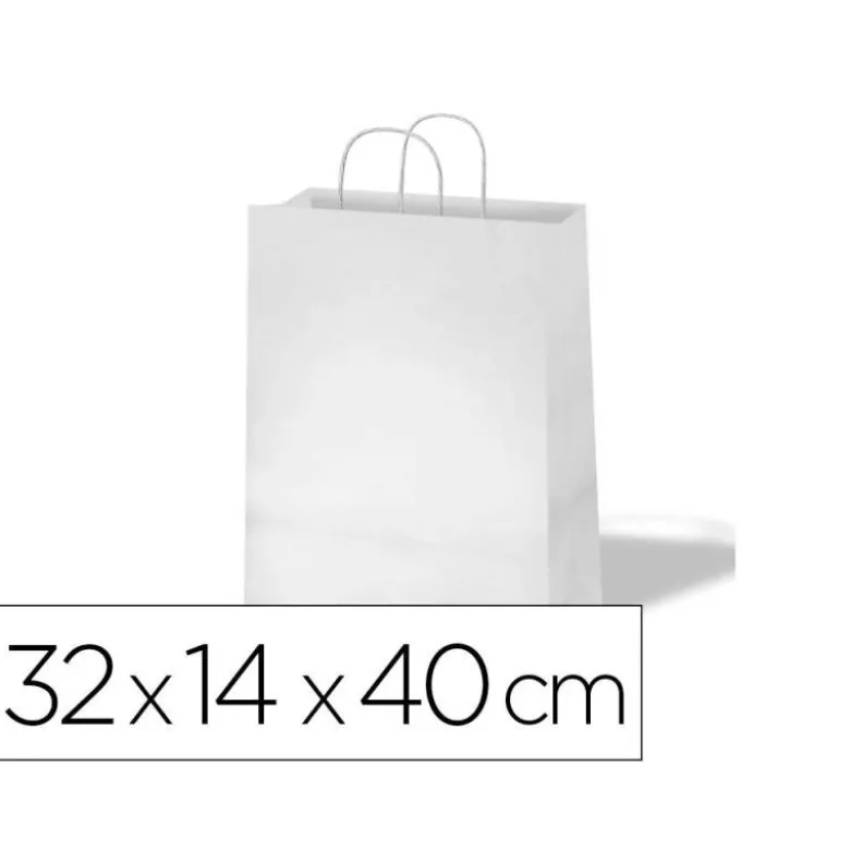BOLSA KRAFT BASIKA CELULOSA BLANCO 90 GR ASA RETORCIDA TAMAÑO "L" 320X140X400 MM