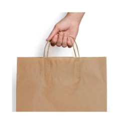 BOLSA KRAFT BASIKA NATURAL RECICLADO 90 GR ASA RETORCIDA TAMAÑO "S" 240X100X320 MM