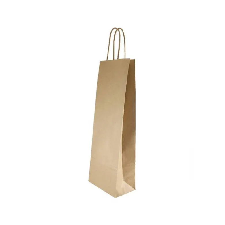 BOLSA KRAFT BASIKA NATURAL RECICLADO 90 GR ASA RETORCIDA TAMAÑO "S" 240X100X320 MM