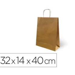 BOLSA KRAFT BASIKA NATURAL RECICLADO 90 GR ASA RETORCIDA TAMAÑO