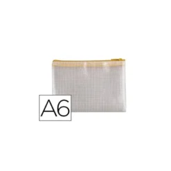 BOLSA MULTIUSOS Q-CONNECT MALLA DIN A6 APERTURA SUPERIOR CON CREMALLERA AMARILLO