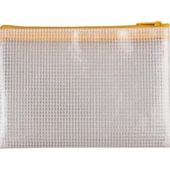 BOLSA MULTIUSOS Q-CONNECT MALLA DIN A6 APERTURA SUPERIOR CON CREMALLERA AMARILLO