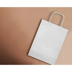 BOLSA PAPEL Q-CONNECT CELULOSA BLANCO XS CON ASA RETORCIDA 180X240X80 MM