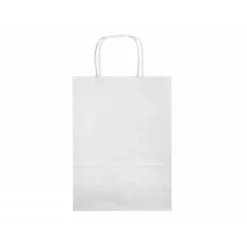 BOLSA PAPEL Q-CONNECT CELULOSA BLANCO XS CON ASA RETORCIDA 180X240X80 MM